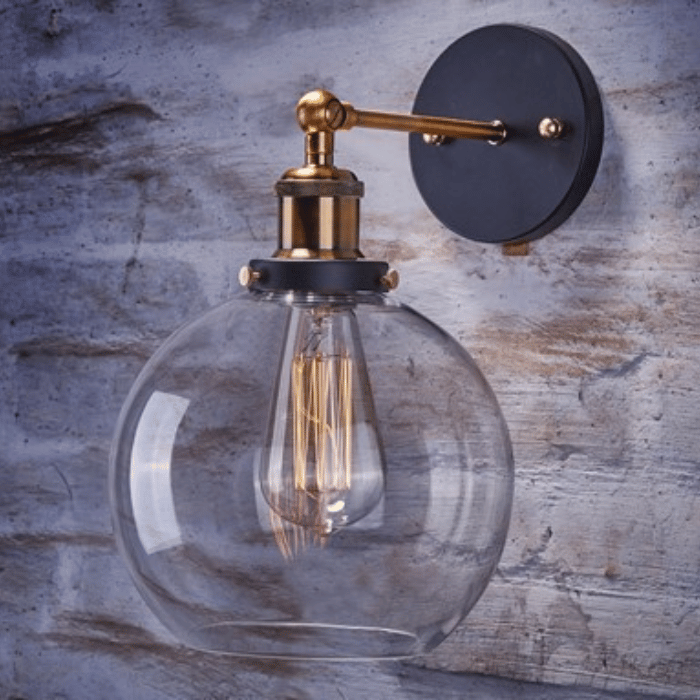 Lampe de chevet vintage en verre loft